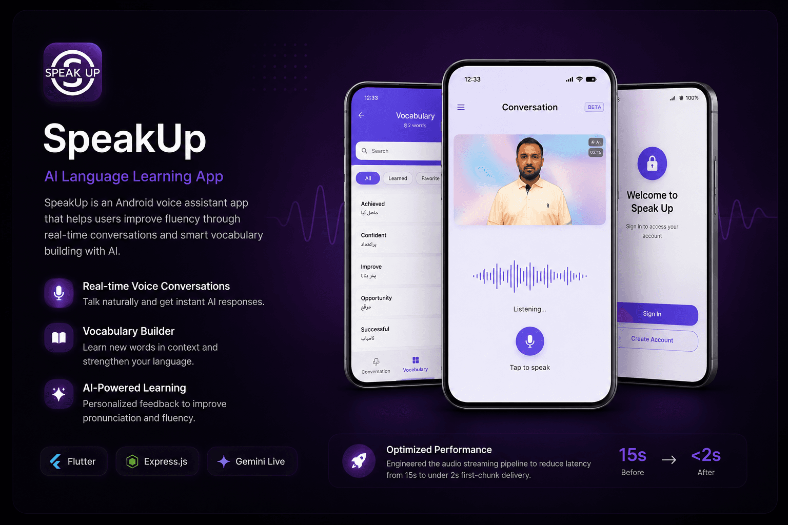 SpeakUp mobile app interface